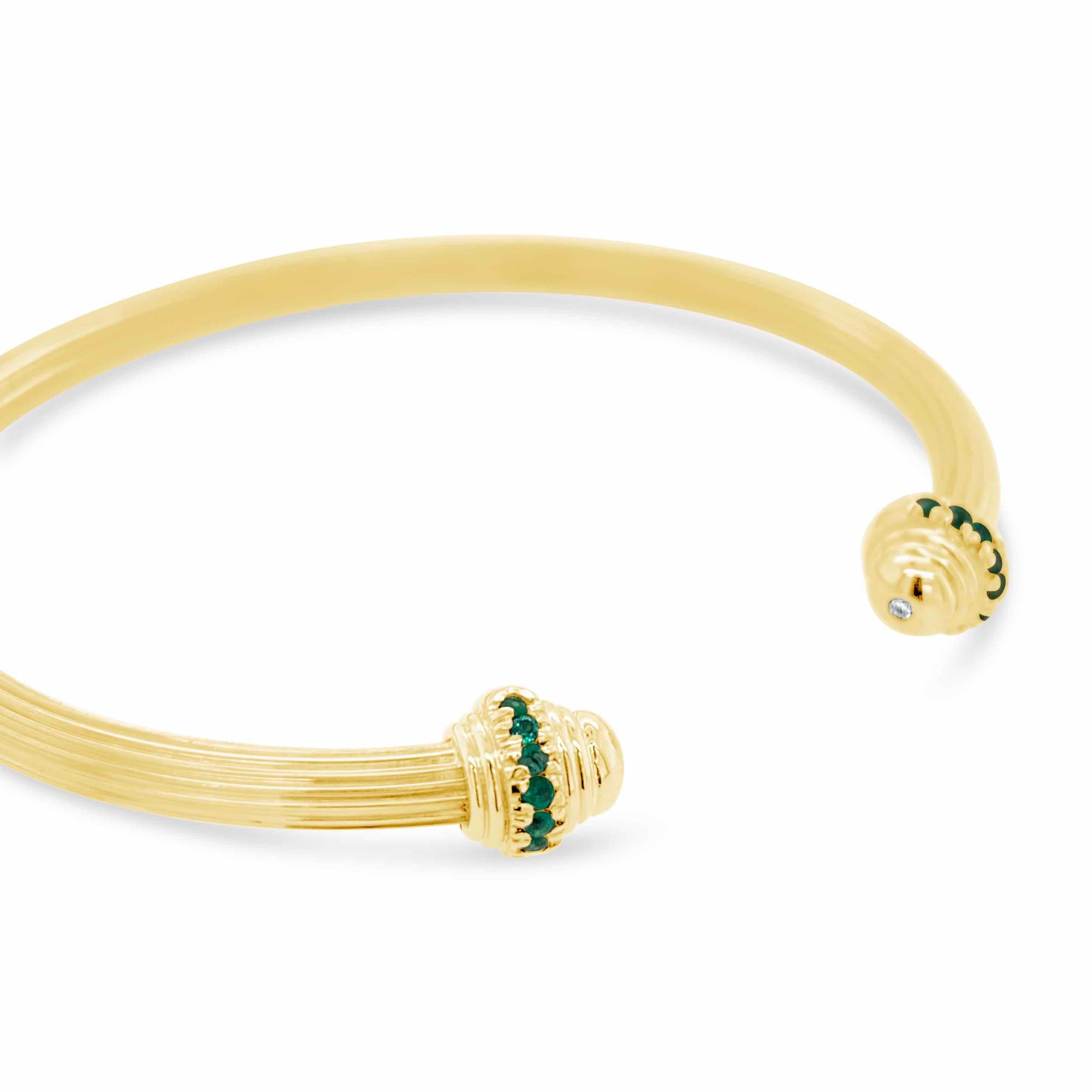 18K Yellow Gold Emerald cuff 12.47 grams