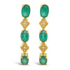 3.76 cts.  Natural Emerald and 0.03 Diamond and 14K Yellow Gold Earrings