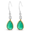 2.58 CT Natural Emerald and 0.12 ct. Diamonds 14K Yellow Gold Earrings