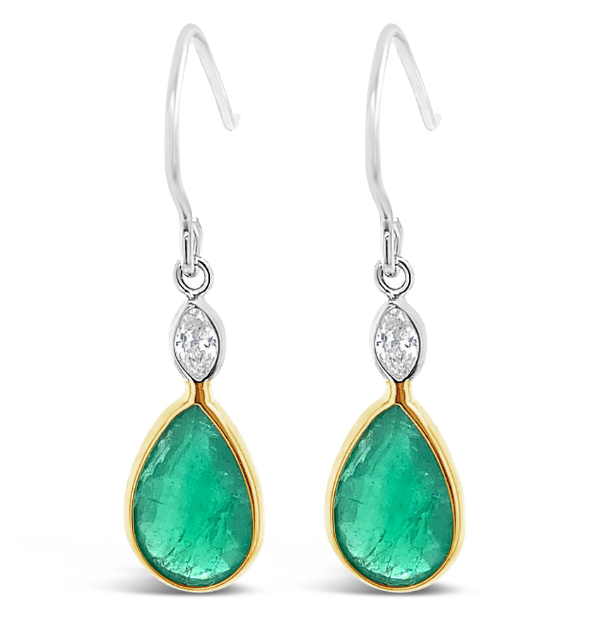 Emerald & Diamond 14K Gold Earring Charms