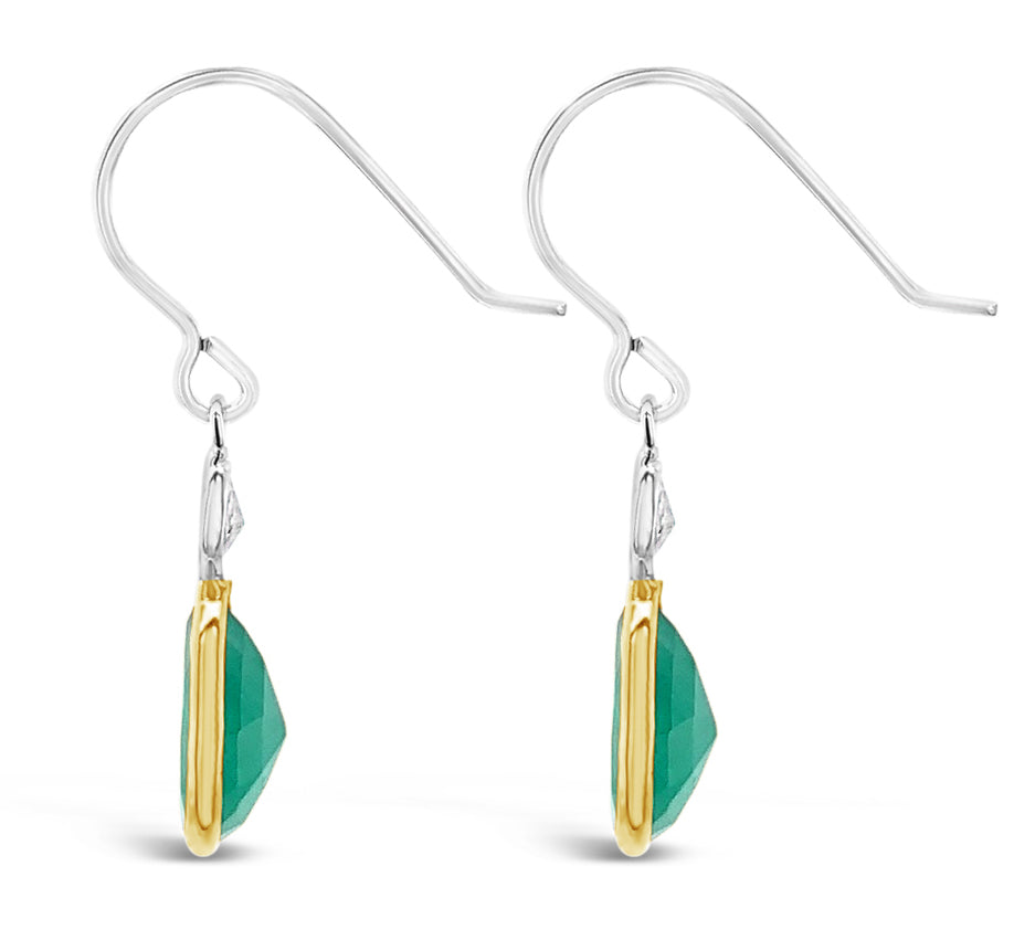 2.58 CT Natural Emerald and 0.12 ct. Diamonds 14K Yellow Gold Earrings