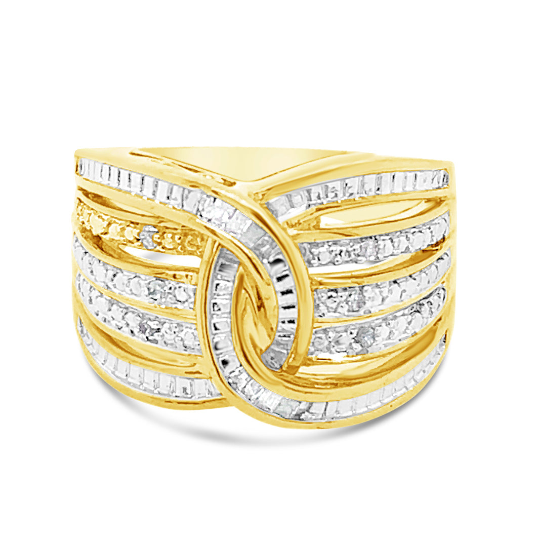 Complete Set 14 yellow gold plated 2/5 CTW Diamond Necklace, Earrings and Ring