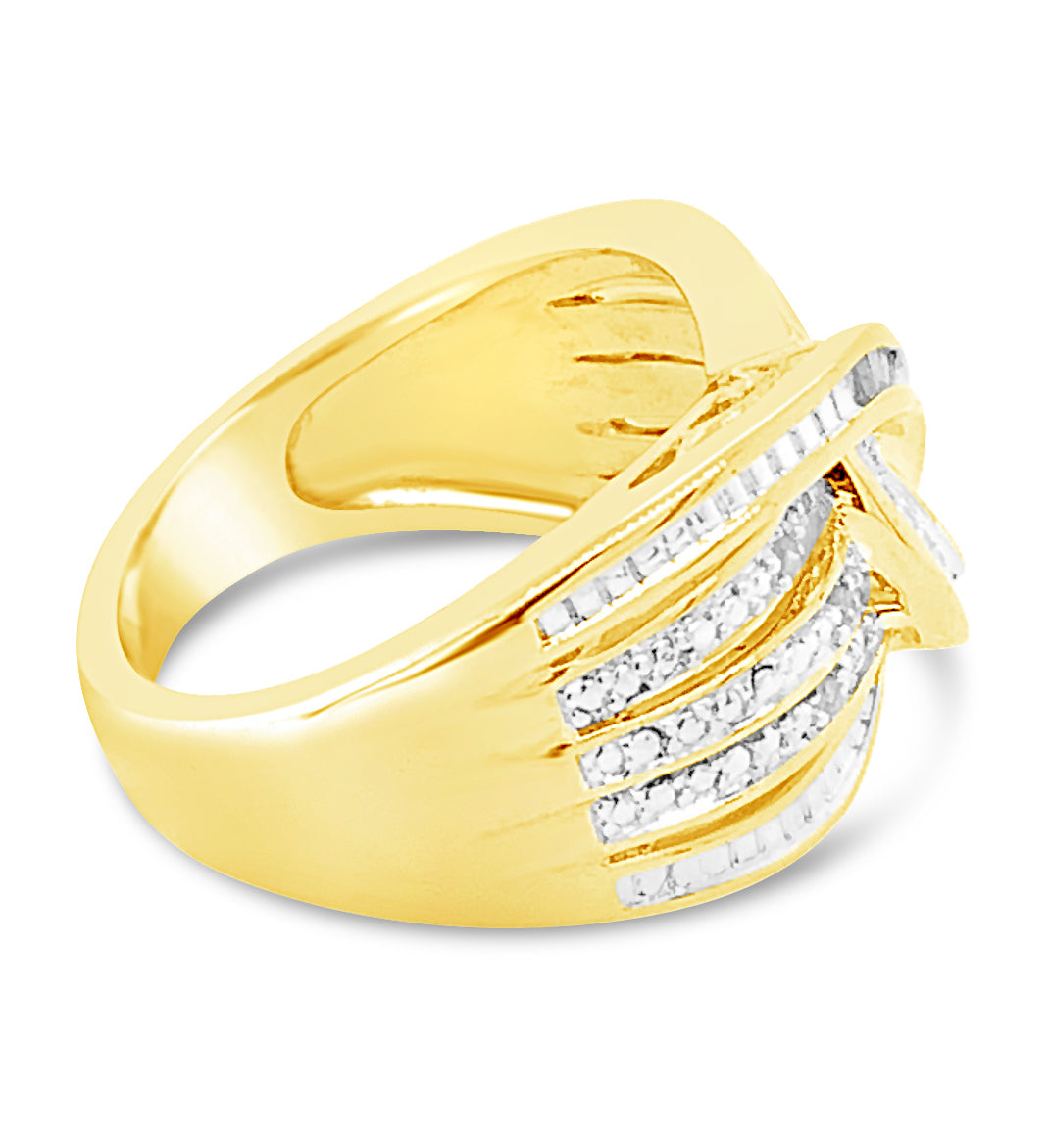 Complete Set 14 yellow gold plated 2/5 CTW Diamond Necklace, Earrings and Ring