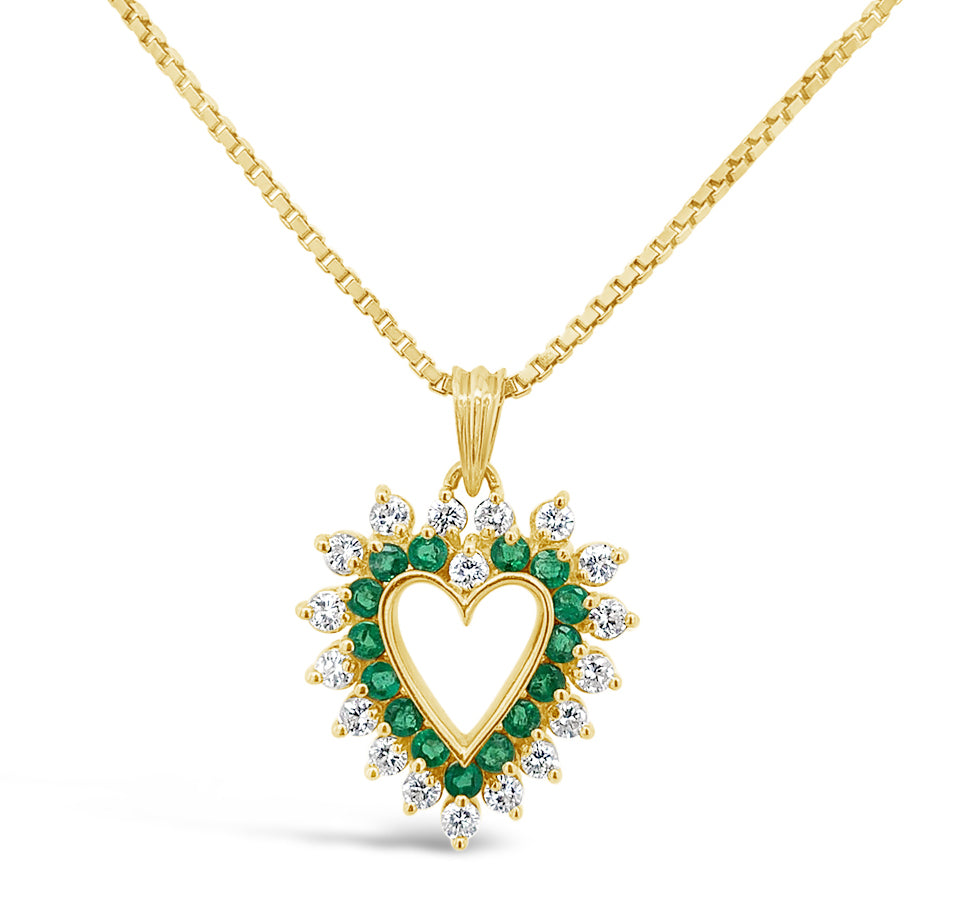 6.17 grams Emerald and Diamond 14K Yellow Gold 16 inches Necklace