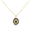 7 Sapphire and Diamonds Necklace over Solid Sterling Silver / 18 K Plating Yellow Gold