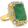 8.22ct Natural Colombian Emerald and 1.68cttw Diamond 14K Yellow Gold Ring 10.00 gm