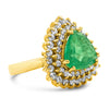 3.43CTS Natural Emerald and 1.50 cttw Diamond 14K Yellow Gold Ring