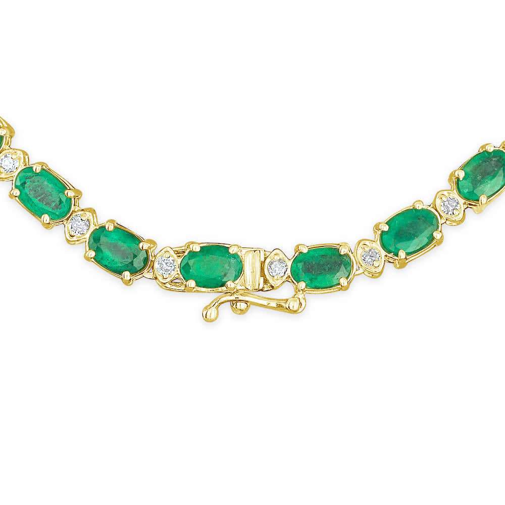 21.59 CT Colombian Emeralds and 1.65cttw Diamond 17 inch chain 14KT Yellow Gold Necklace