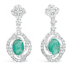 Enchanting Earrings 18K Solid white Gold 3.25ct Natural Colombian Emerald &amp; Diamonds