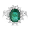 2.08 ct Natural Emerald with Diamonds with 18K White Gold Ring