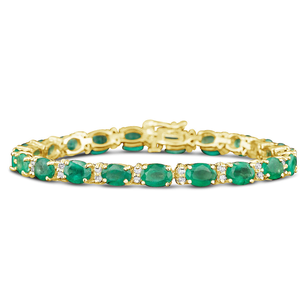 14k Gold 0.25 Carat Diamond clover bracelet with Emerald, Ruby and