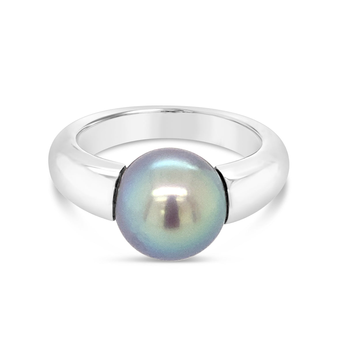 Round Pearl ring with 14k white gold